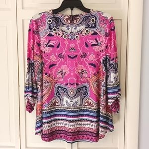 New Directions Floral Tunic Blouse EUC